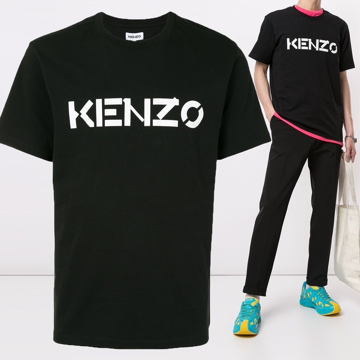 겐조(KENZO) 21SS 시그니처로고 클래식 티셔츠 블랙 5TS000 4SJ 99