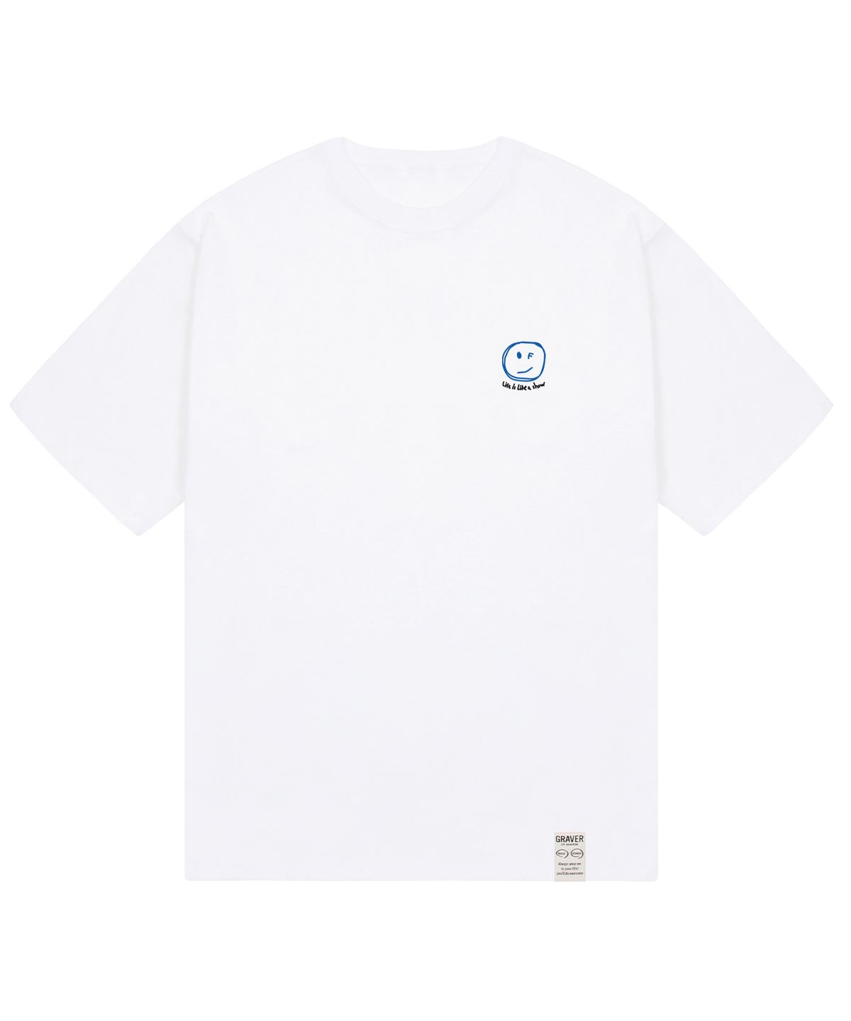 그레이버(GRAVER) [UNISEX]스몰 뉴 라인도트 드로잉 라이프 로고 반팔티_화이트