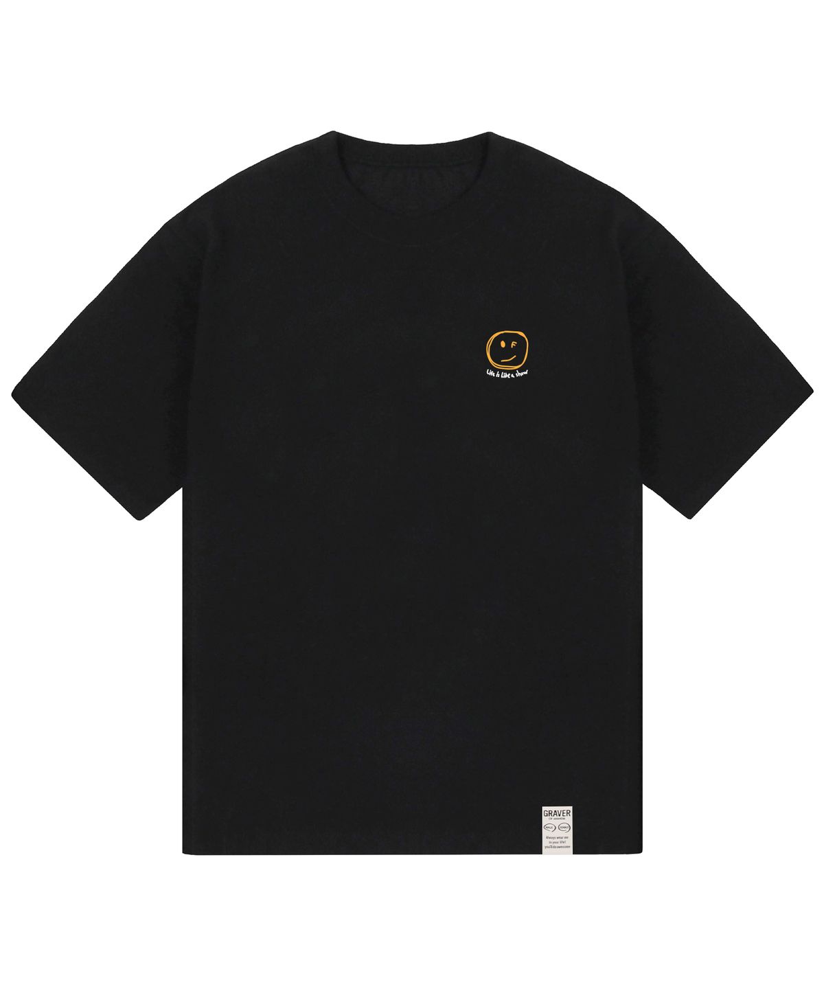 그레이버(GRAVER) [UNISEX]스몰 뉴 라인도트 드로잉 라이프 로고 반팔티_블랙