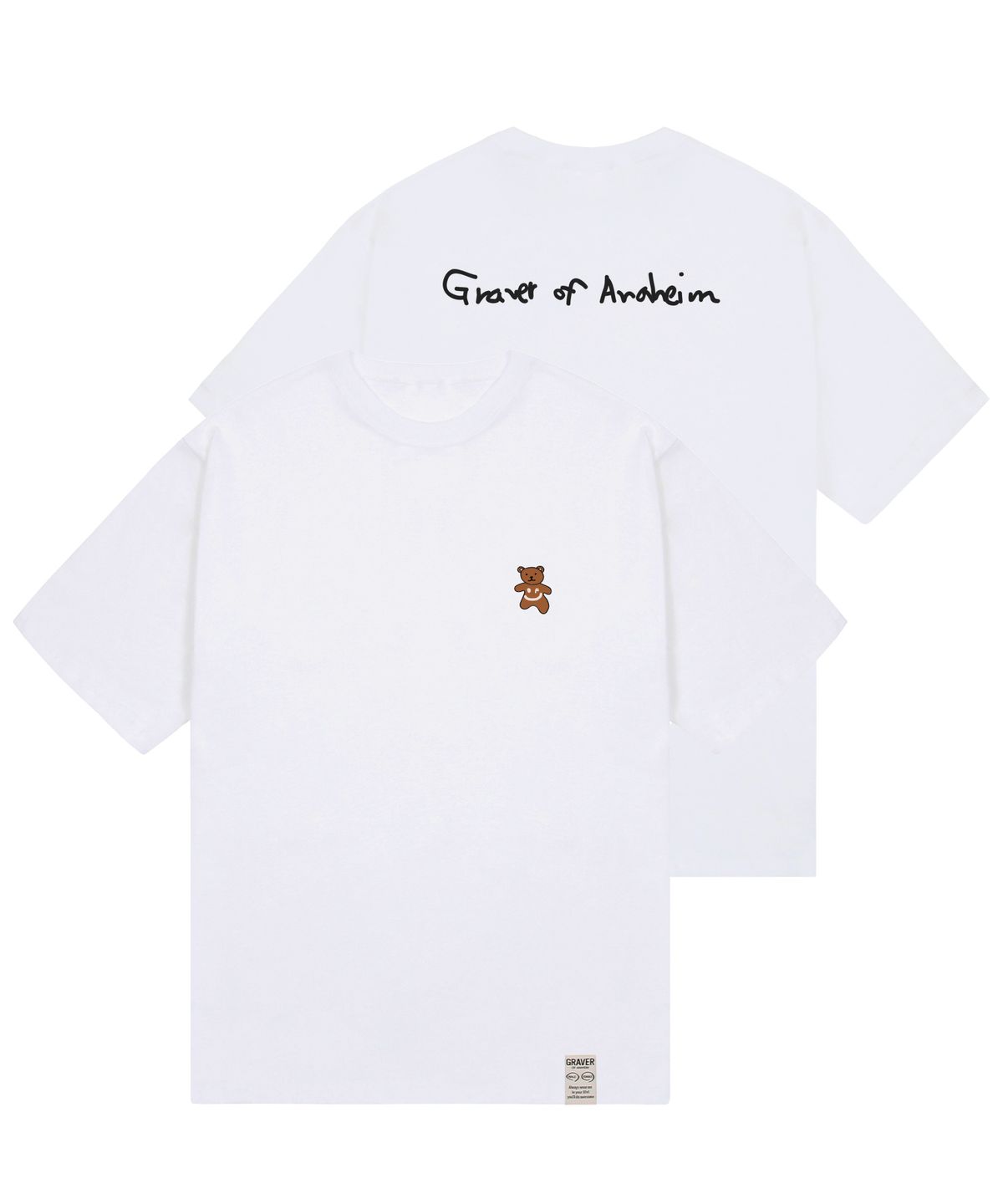 그레이버(GRAVER) [UNISEX]스몰 베어 백로고 반팔티_화이트