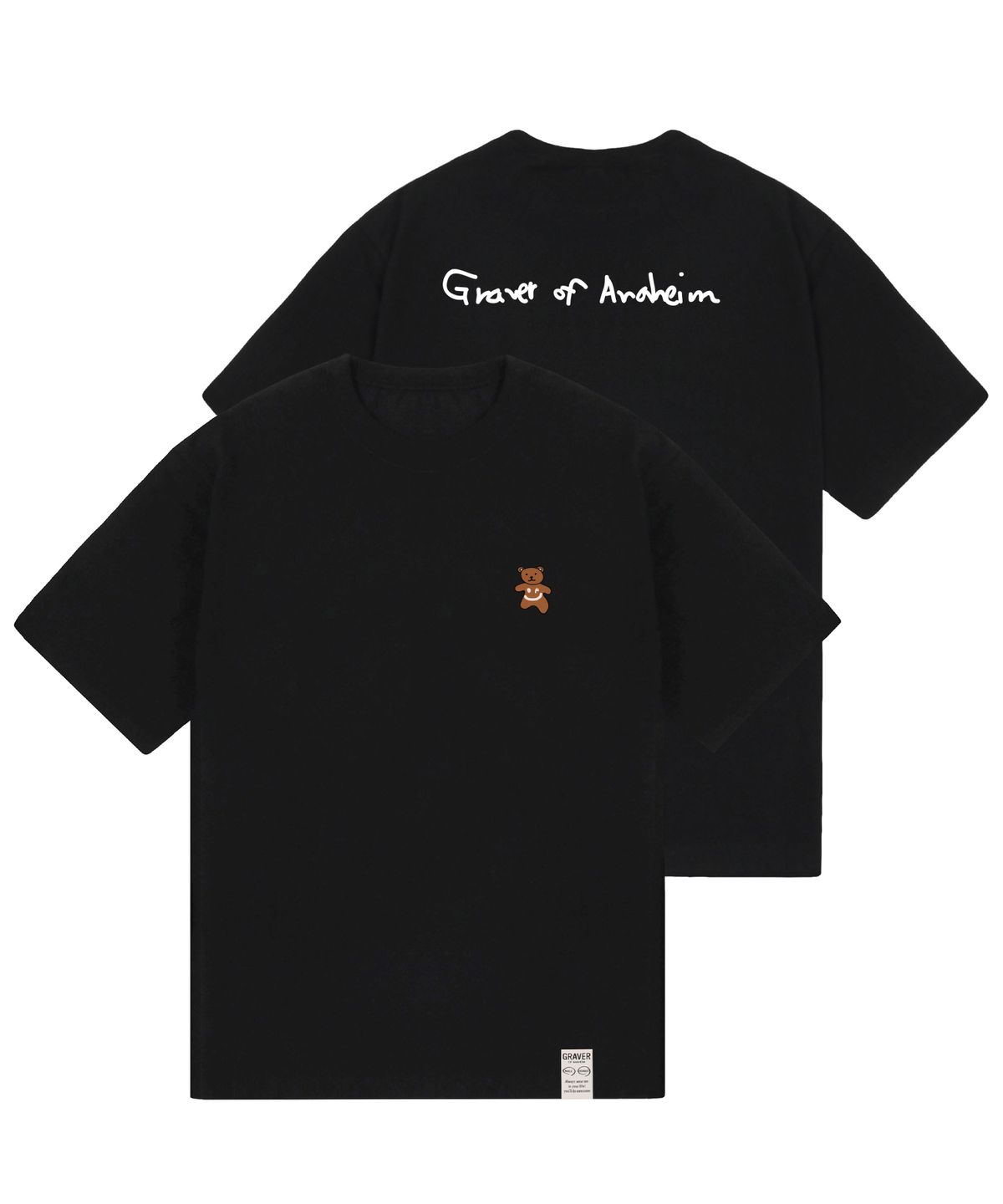 그레이버(GRAVER) [UNISEX]스몰 베어 백로고 반팔티_블랙