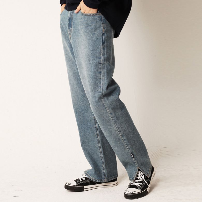 semi wide fit denim pants (washed blue)