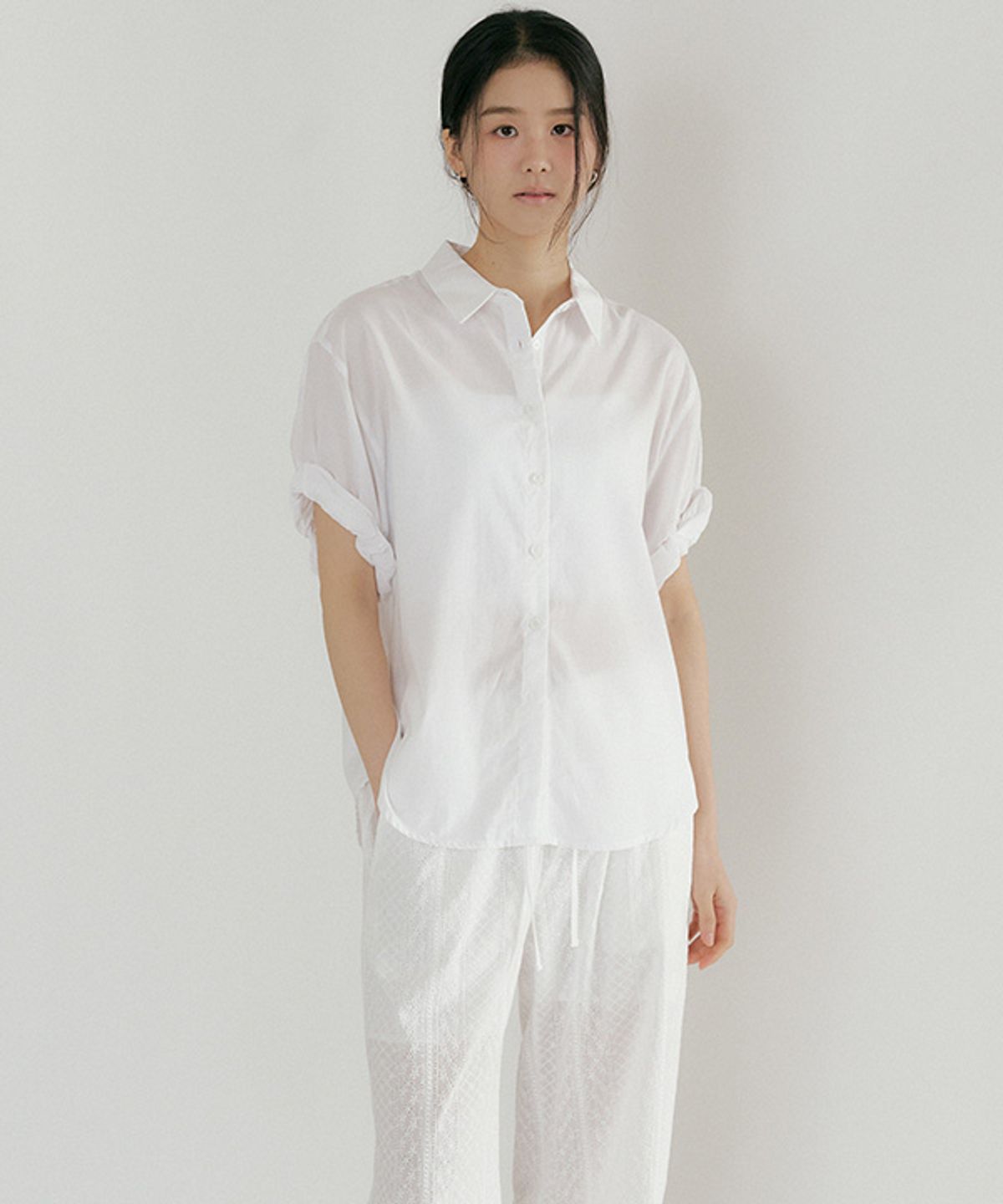 링서울(LINGSEOUL) roll-up blouse-white