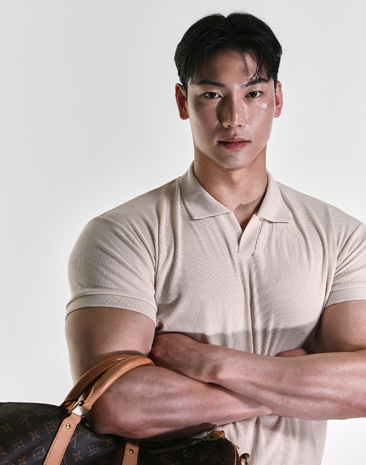 알브이디(RVD) 트래블웨어 골지 머슬핏 카라티 (베이지)