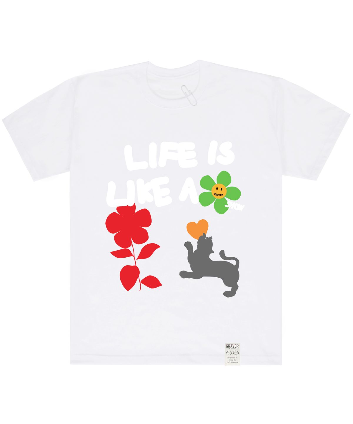 그레이버(GRAVER) [UNISEX]빅 라이프로고 멀티 그래픽 반팔티_화이트