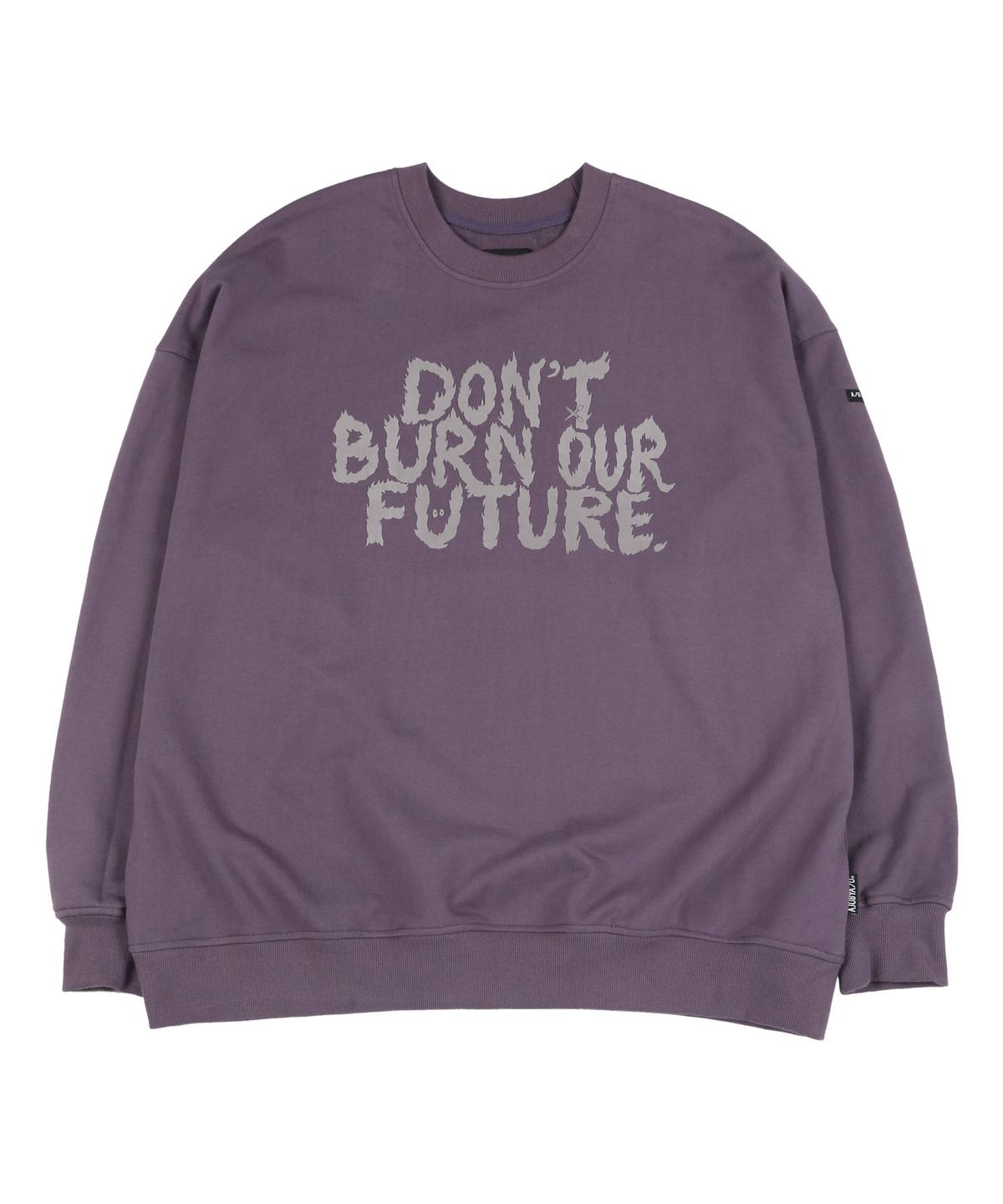 아조바이아조(AJOBYAJO) Flocked (19) Slogan Sweatshirt [Purple]