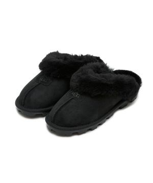 [24FW] [WOMEN] 퍼 카라 스웨이드 슬리퍼 (코케트) - 블랙 / 5125BLK
