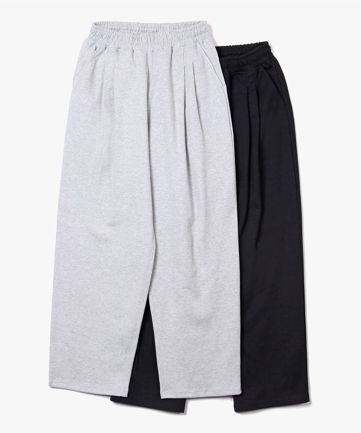 제로(XERO) 2Pack Two Tuck Wide Sweat Pants [Black/Melange Grey]