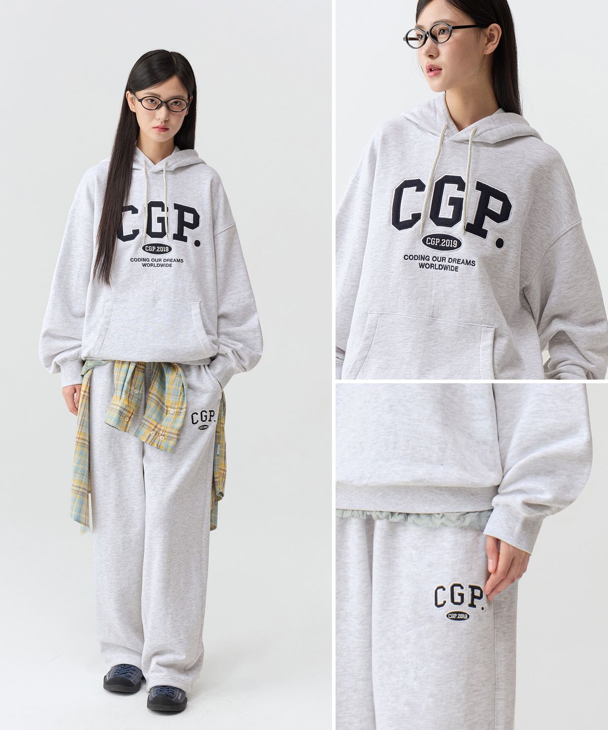 코드그라피(CGP) CGP 아치 로고 후드티_라이트그레이BDW
