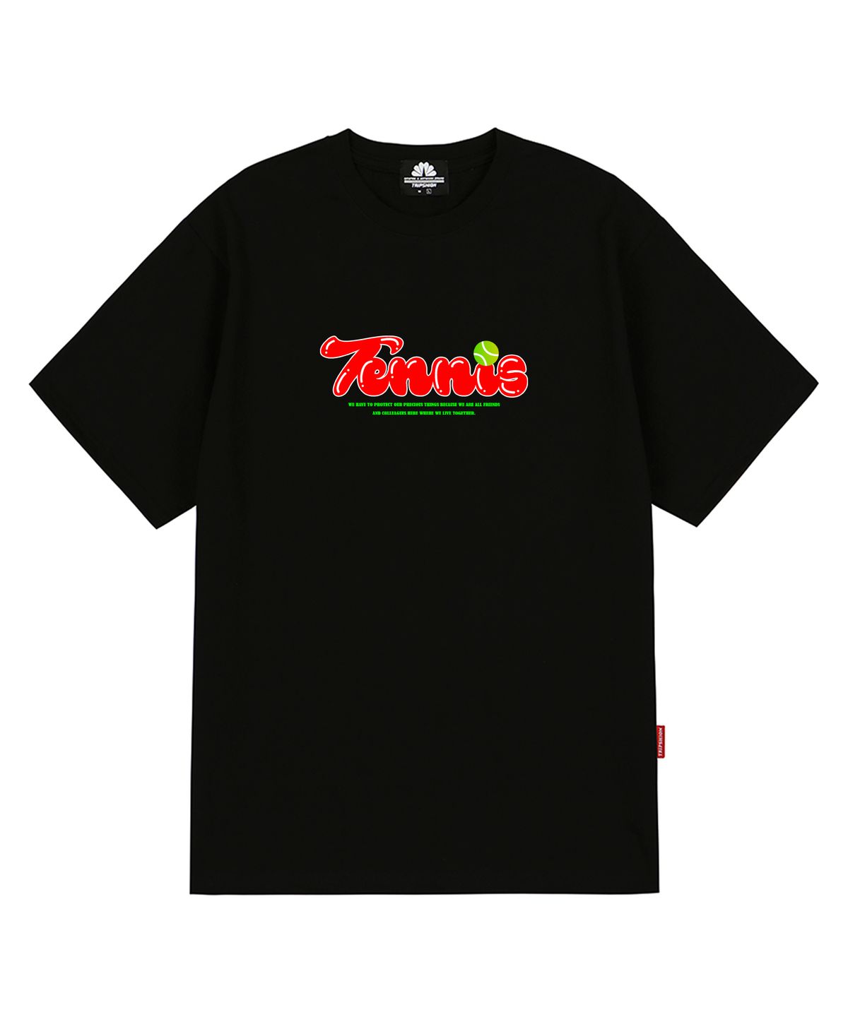 트립션(TRIPSHION) TENNIS LOGO 티셔츠 - 블랙