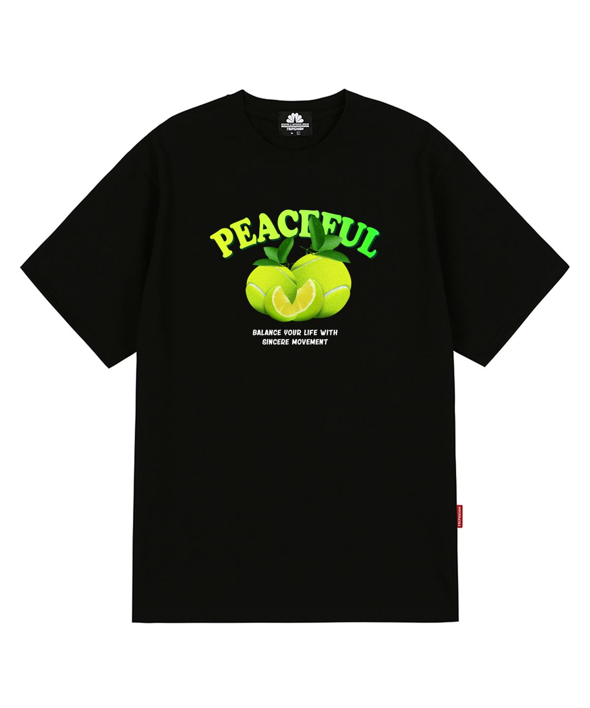 트립션(TRIPSHION) PEACEFUL LIME BALL 티셔츠 - 블랙