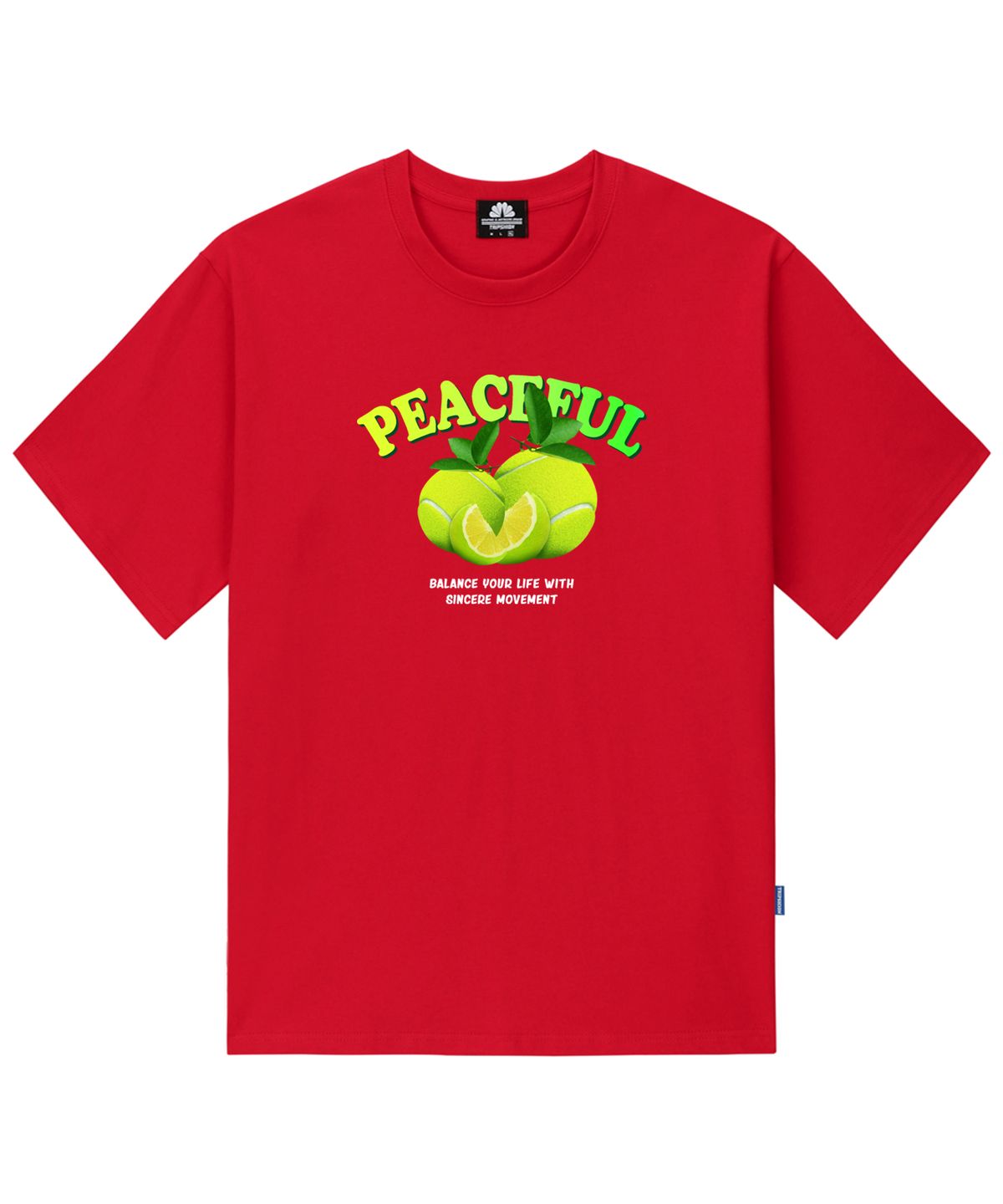 트립션(TRIPSHION) PEACEFUL LIME BALL 티셔츠 - 레드