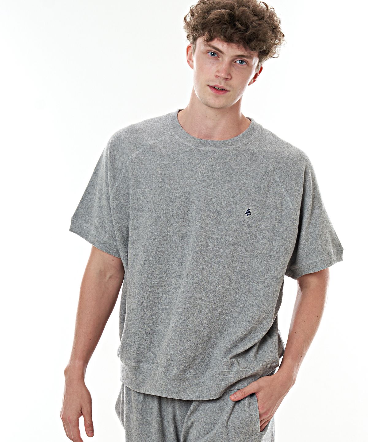 베이크셔츠(BAKESHIRT) 테리 크루넥 숏슬리브 멜란지