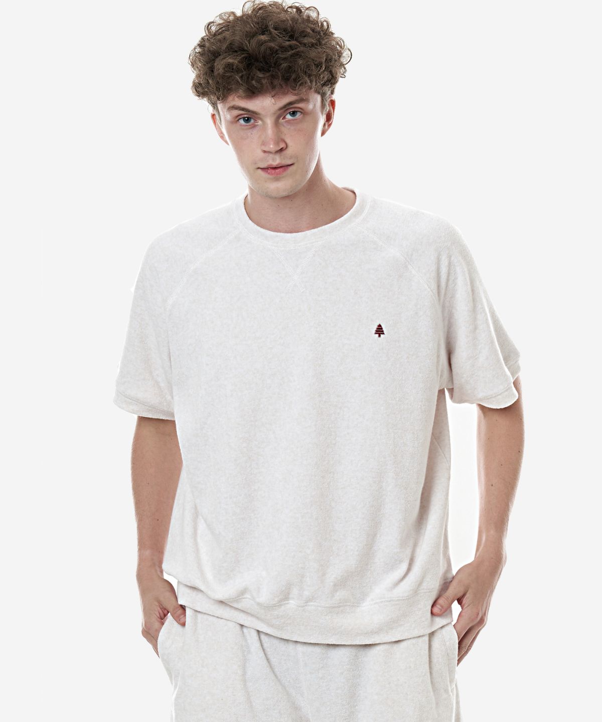 베이크셔츠(BAKESHIRT) 테리 크루넥 숏슬리브 오트밀