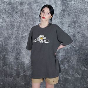 데이지 오버핏 가먼트 다이 반팔티셔츠_차콜