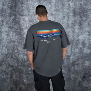 퍼펙트 웨이브 오버핏 가먼트 다이 반팔티셔츠_차콜