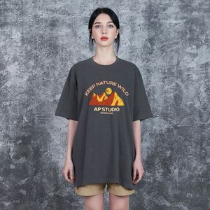 킵 네이처 와일드 오버핏 가먼트 다이 반팔티셔츠_차콜