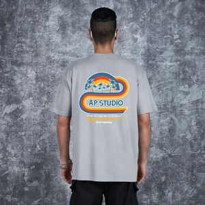 캘리포니아 오버핏 가먼트 다이 반팔티셔츠_그레이