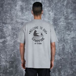 캠프파이어 오버핏 가먼트 다이 반팔티셔츠_그레이