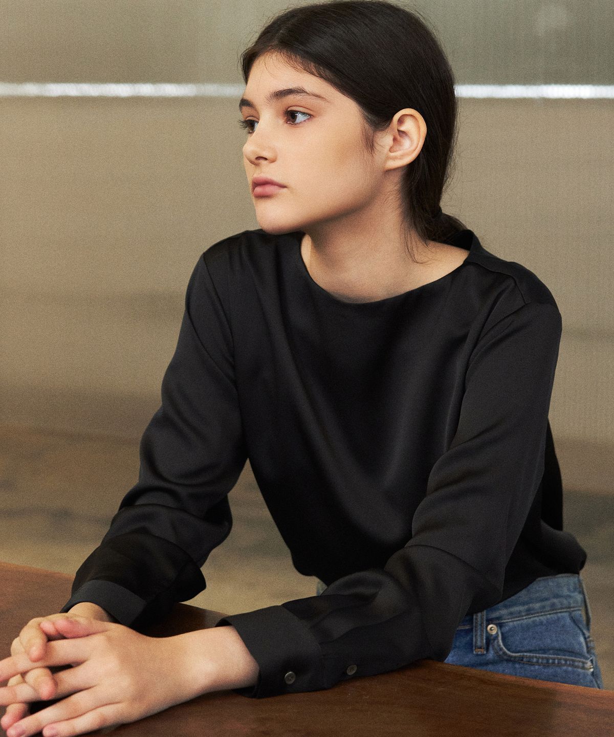 랭5(LANG5) [ELLEN] SATIN BLOUSE [엘렌] 새틴 블라우스