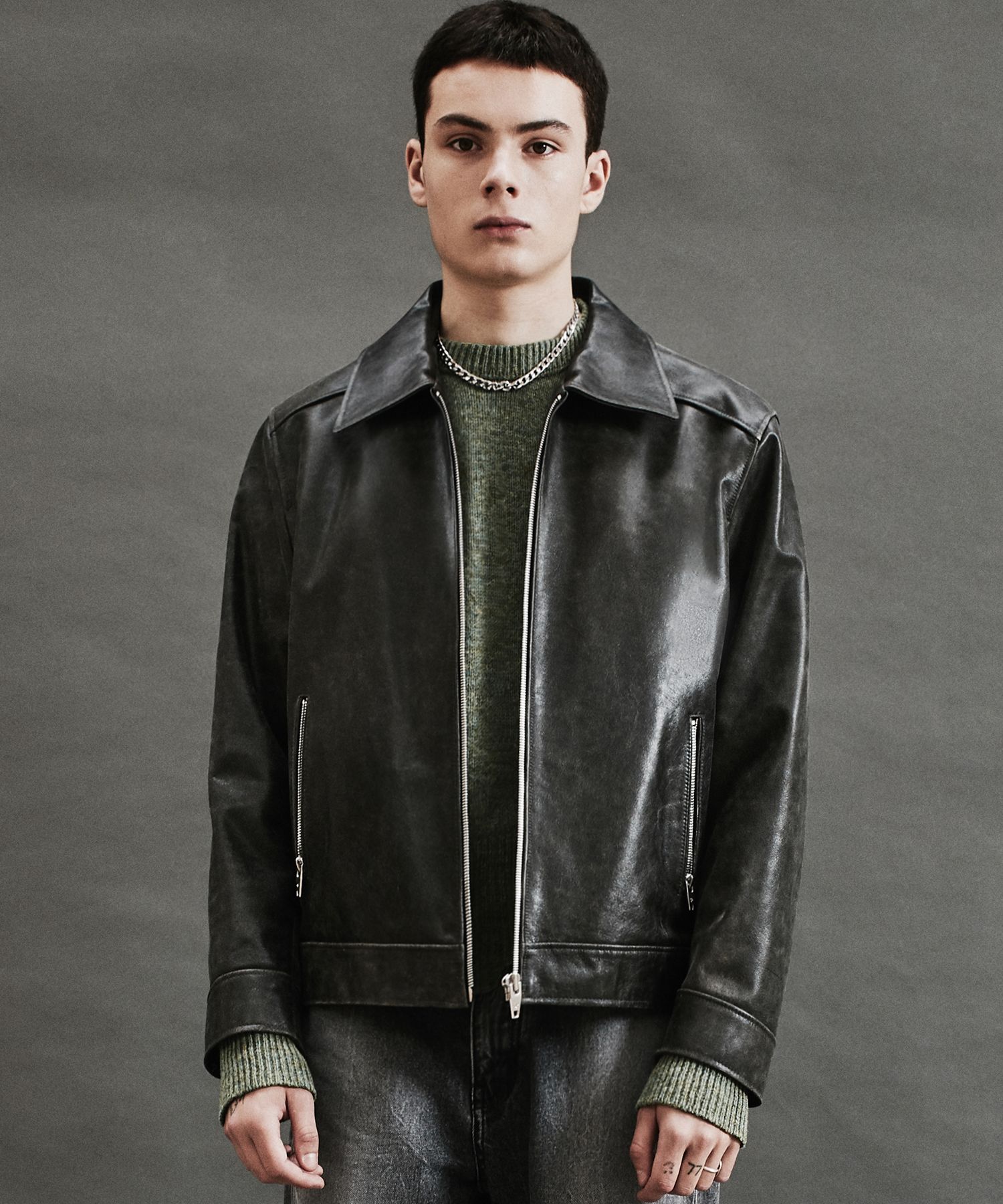 MUSINSA | SPERONE [Real Leather] Stone Beige Single Rider Jacket
