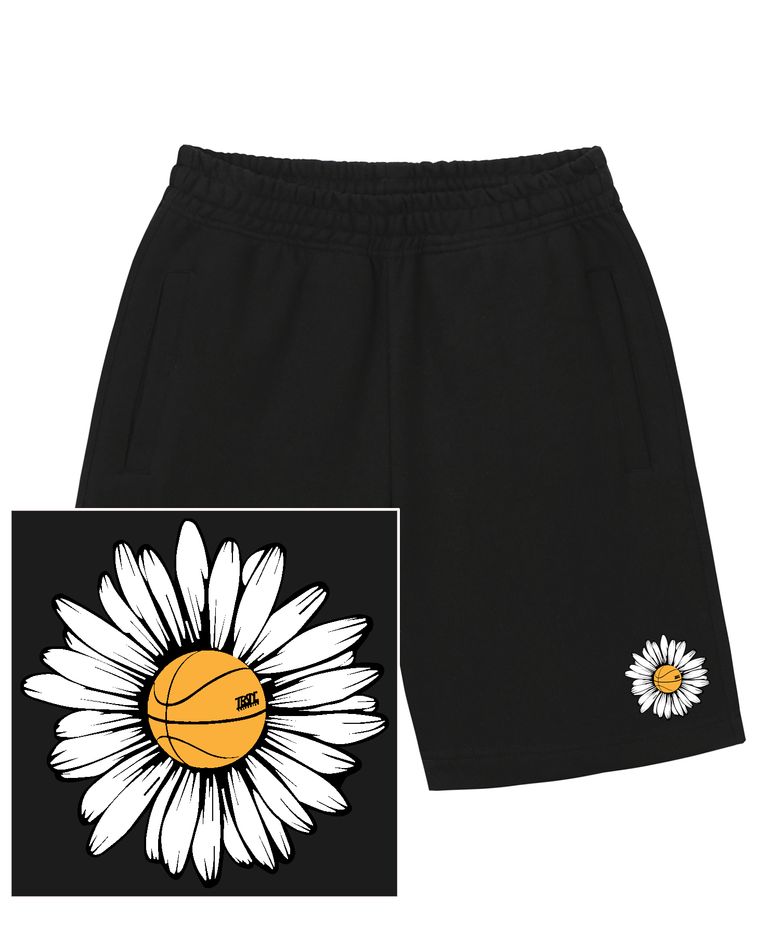 BIG DAISY LOGO 스웨트 하프 팬츠 - 블랙