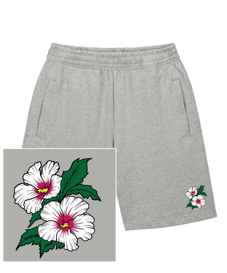 KOREAN FLOWER 스웨트 하프 팬츠 - 그레이