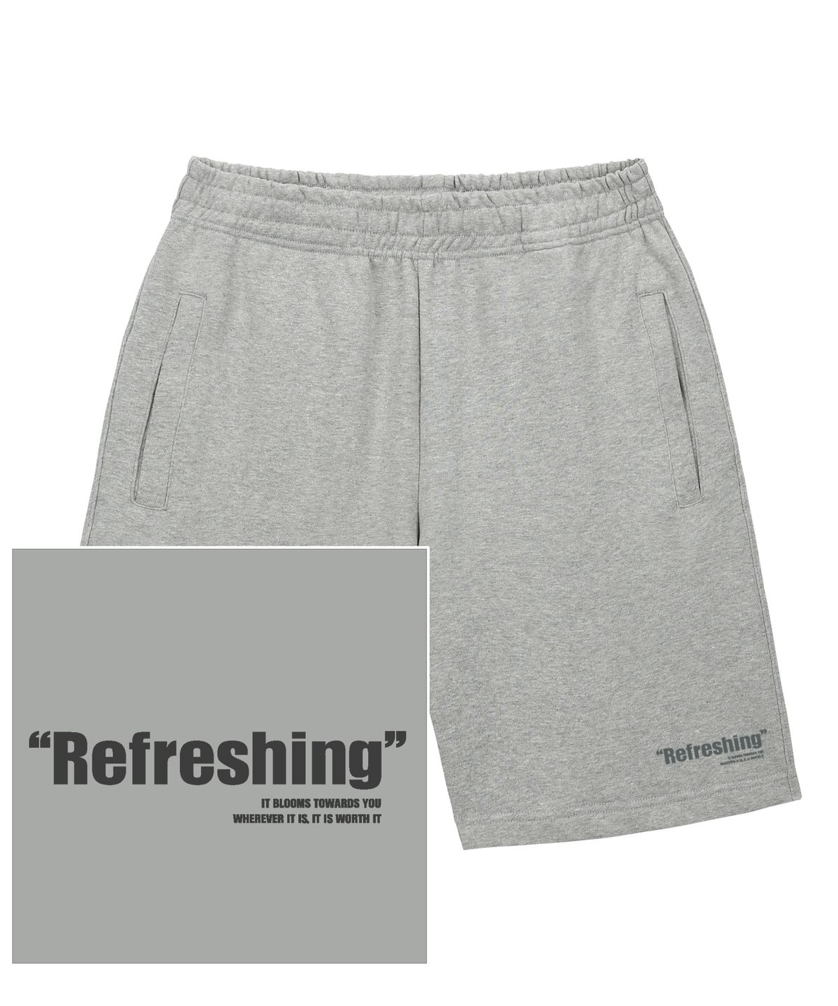 트립션(TRIPSHION) REFRESHING LOGO 스웨트 하프 팬츠 - 그레이