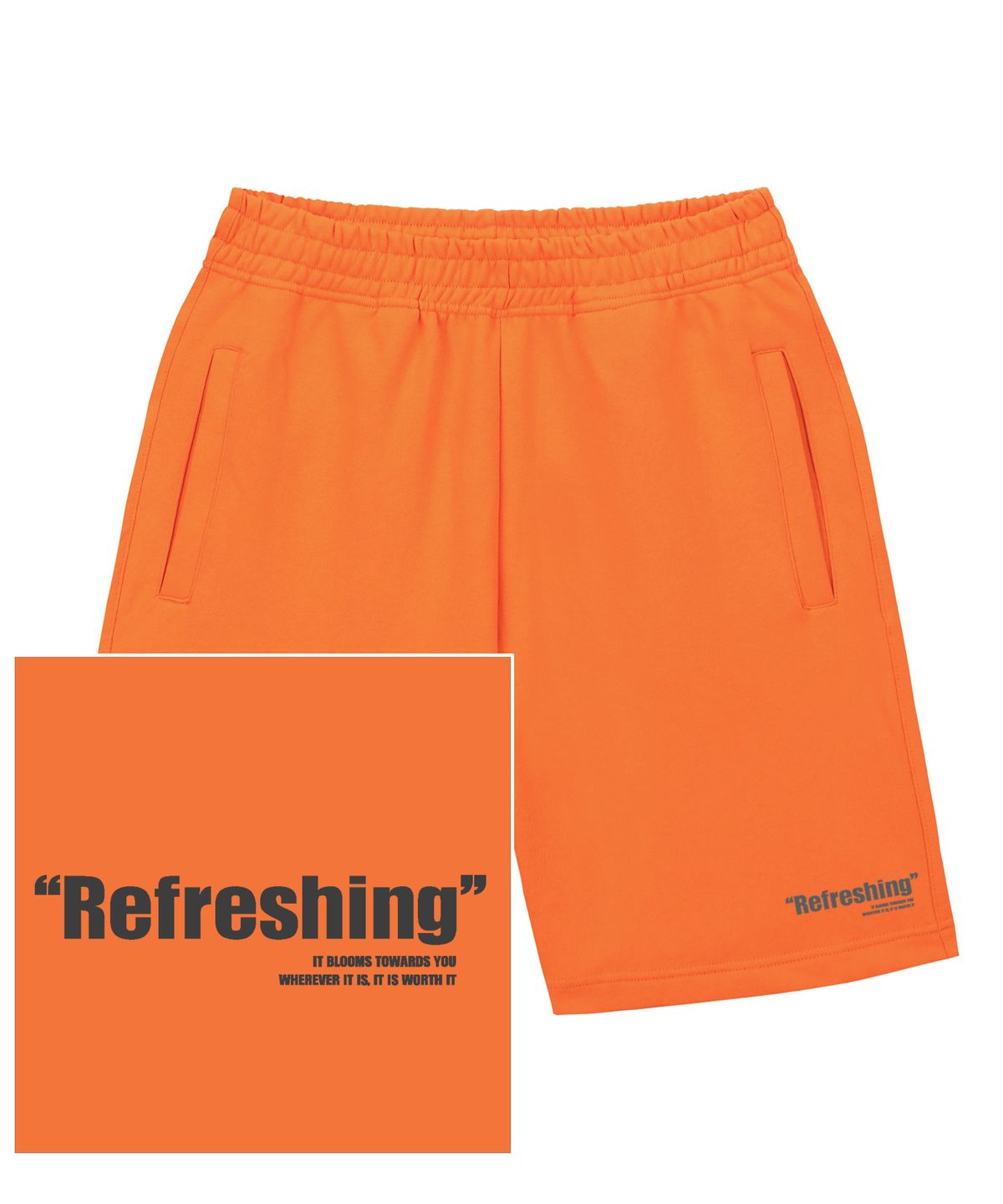 트립션(TRIPSHION) REFRESHING LOGO 스웨트 하프 팬츠 - 오렌지