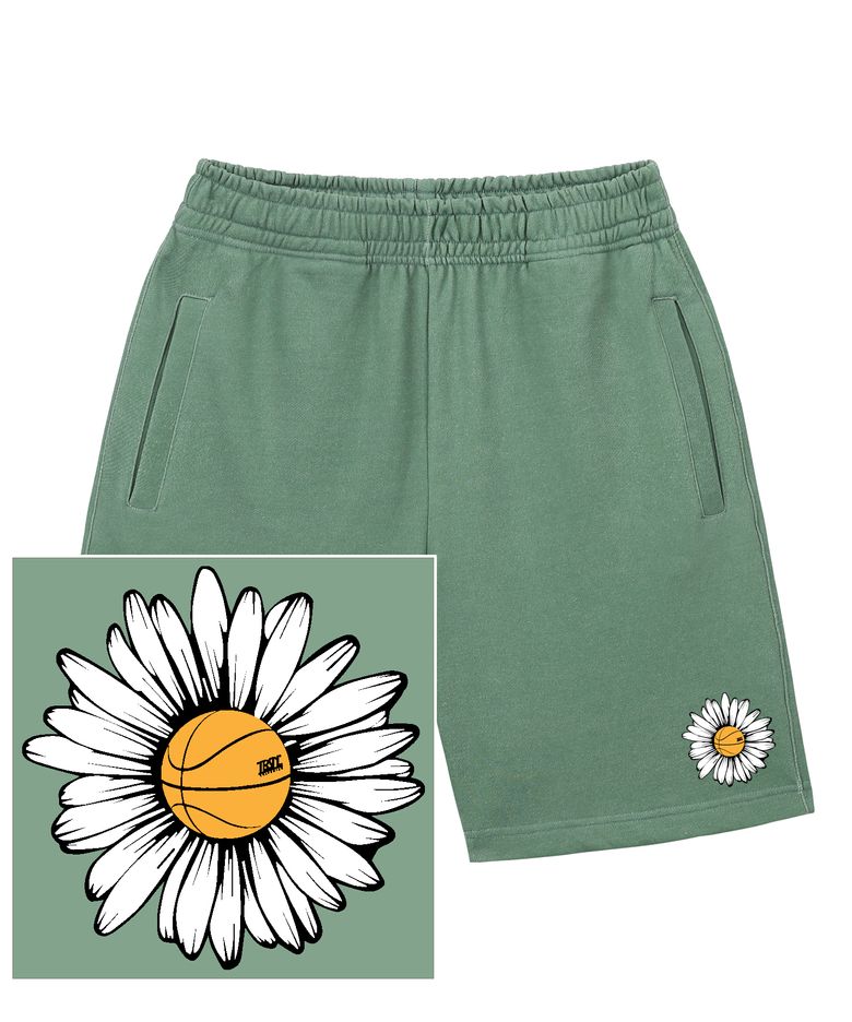 BIG DAISY LOGO 스웨트 하프 팬츠 - 피그먼트 그린