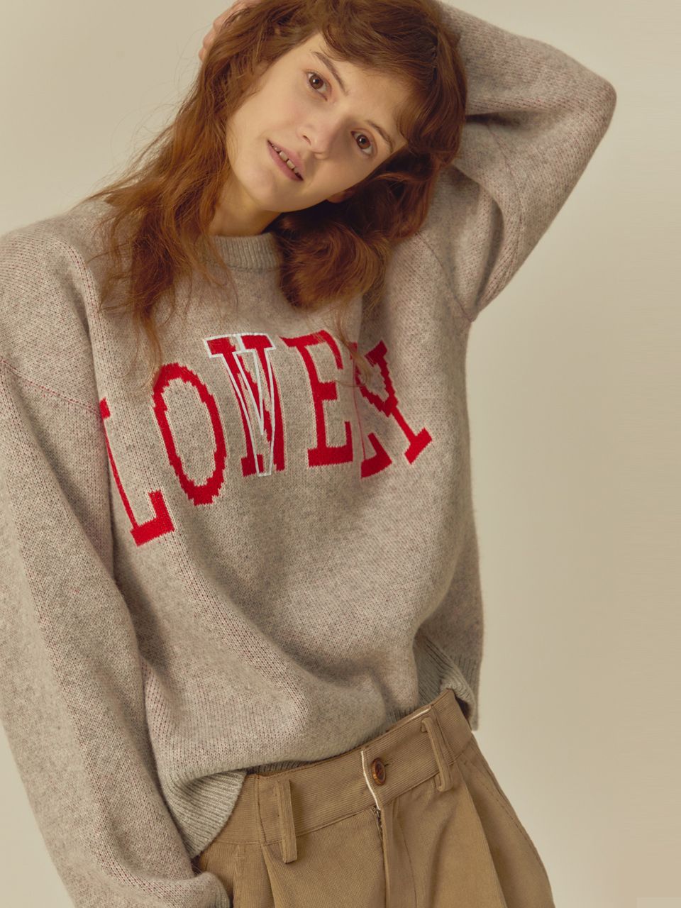 MUSINSA | NOHANT LONELY/LOVELY CASHMERE KNIT SWEATER GRAY