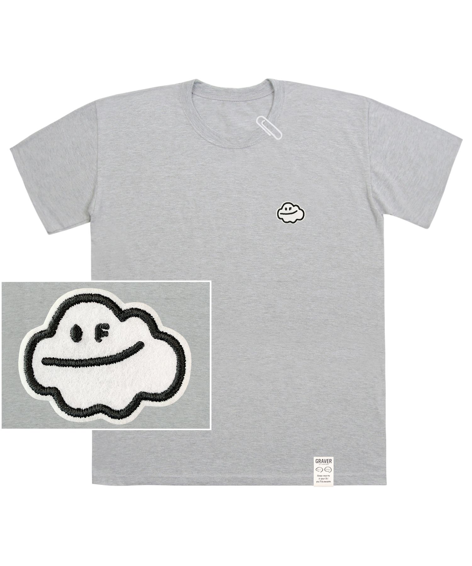 MUSINSA | GRAVER [UNISEX] CLOUD SMILE EMBROIDERED WHITE CLIP