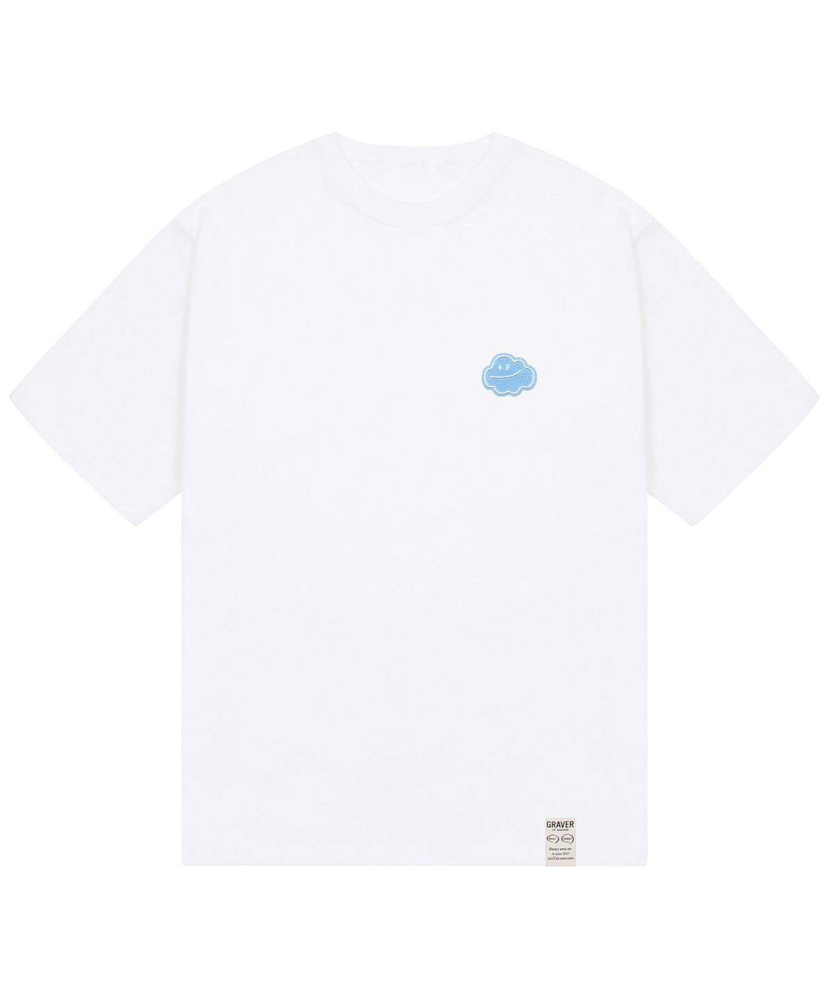 그레이버(GRAVER) [UNISEX]구름스마일 자수 반팔티_화이트