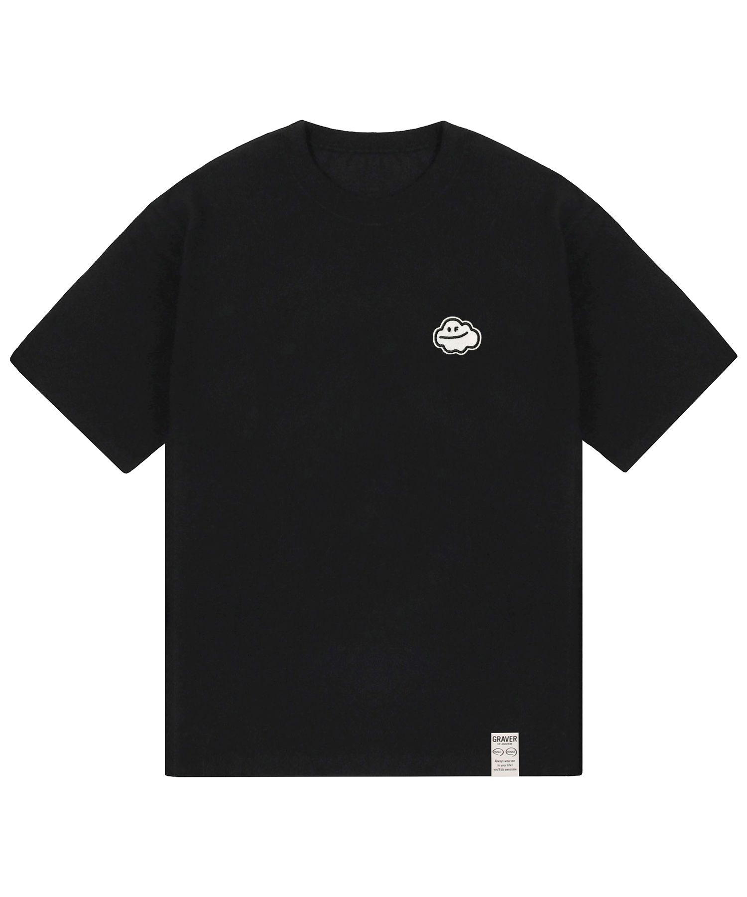 [GRAVER]★CLOUD SMILE EMBROIDERY OVERFIT SHORT SLEEVE SHIRT UNISEX] Cloud Smile Embroidery Oversized Fit Short-Sleeved