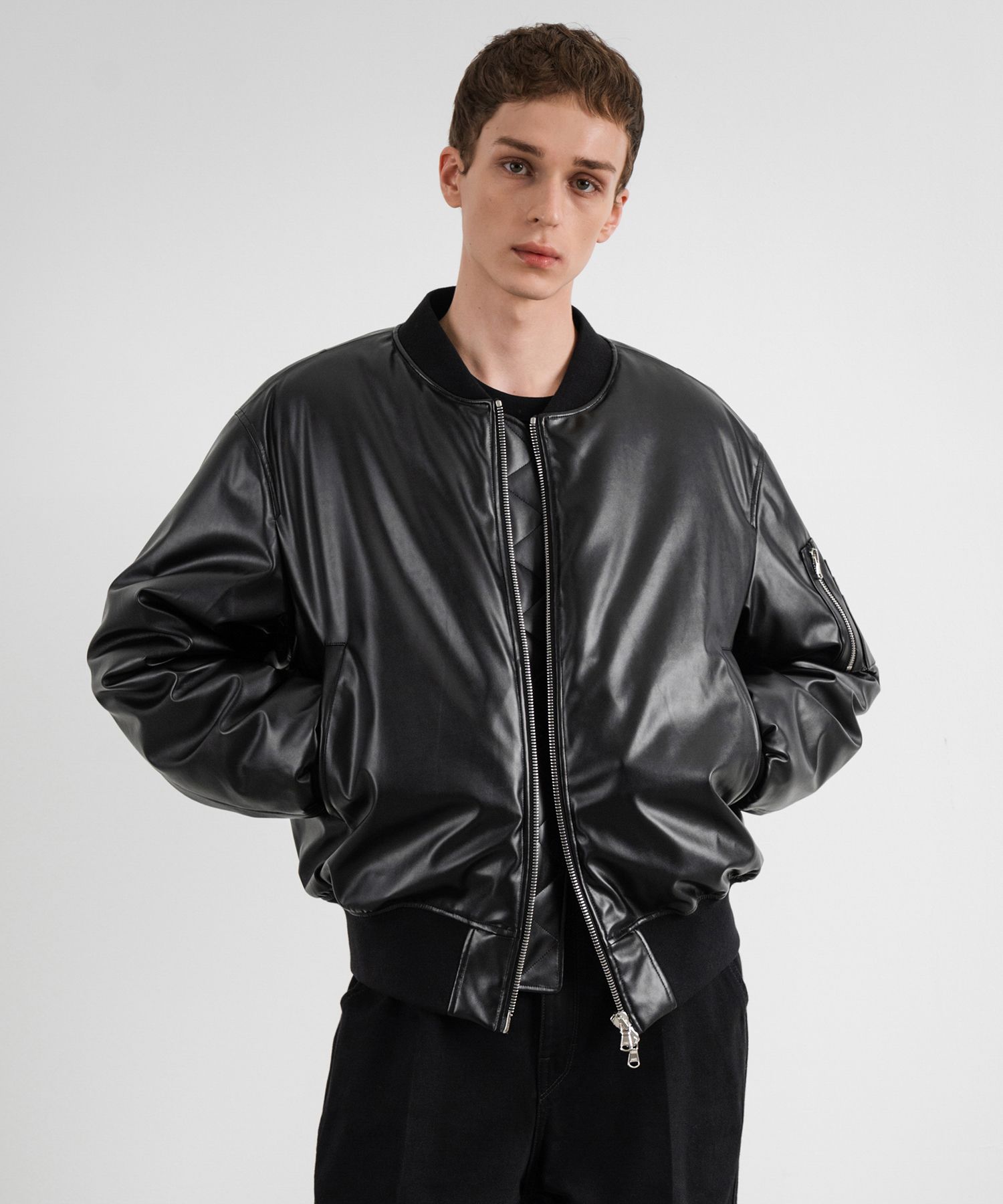 INSILENCE レザージャケット MUSINSA公式 | INSILENCE IOAKIMIDIS VEGAN LEATHER MA-1 BLACK