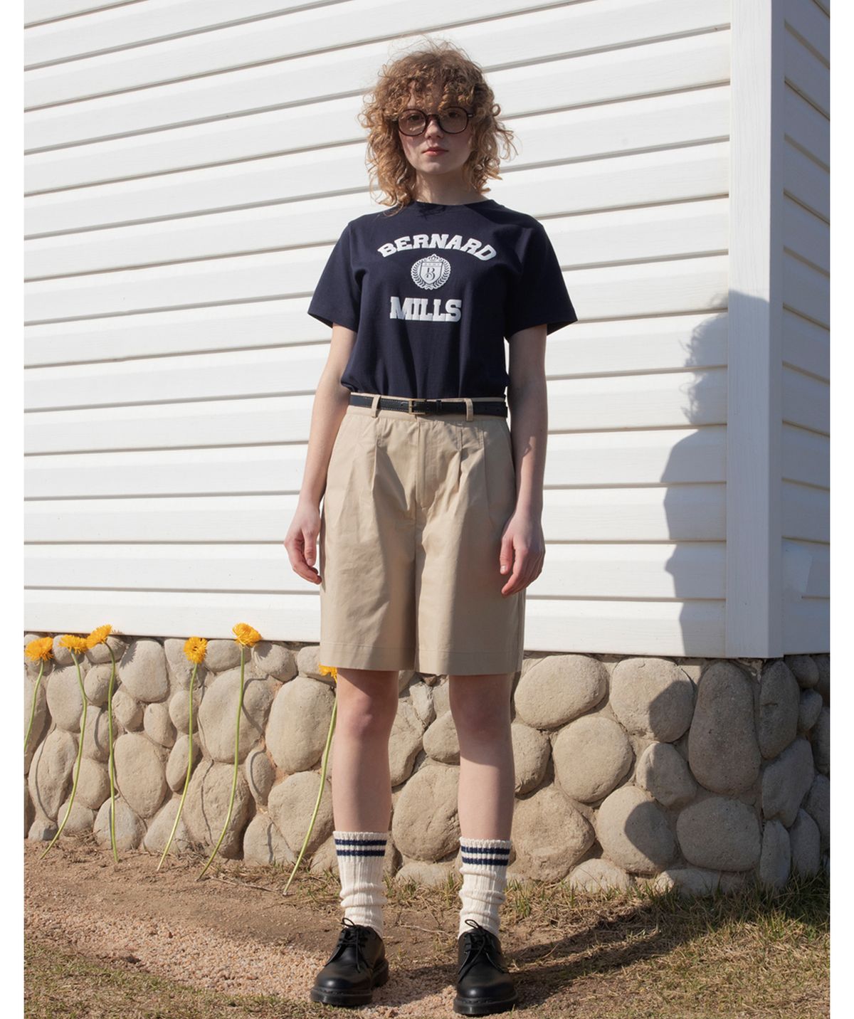 버나드밀즈(BERNARD MILLS) DOUBLE PLEATED WIDE SHORTS - BEIGE