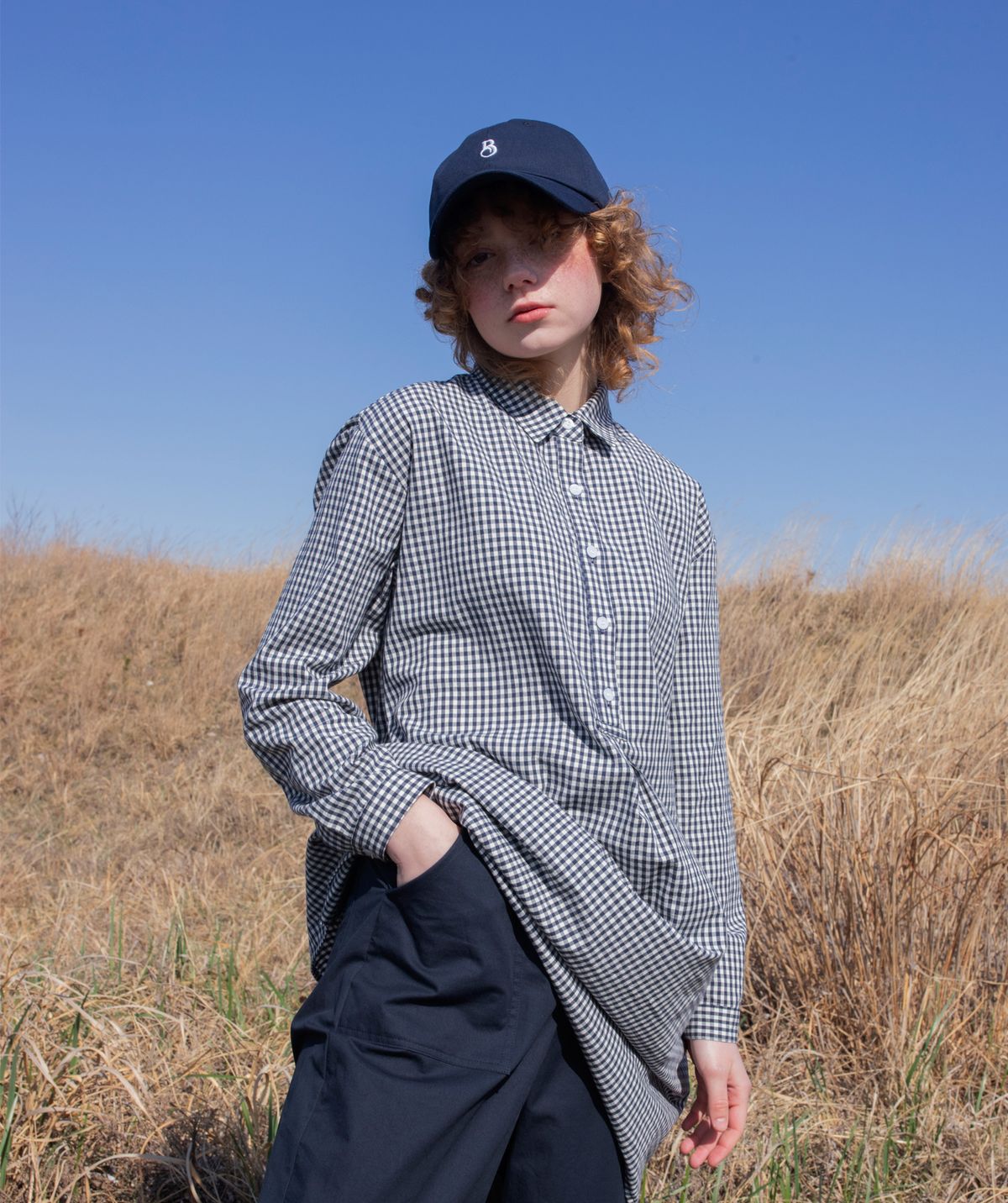 버나드밀즈(BERNARD MILLS) GINGHAM CHECK ONE PIECE - NAVY