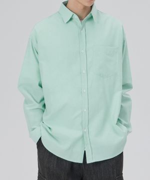 오버사이즈 옥스포드 원포켓 솔리드 셔츠 민트