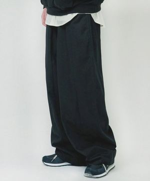 와이드 절개 벌룬팬츠 코튼 블랙