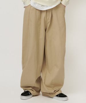 와이드 절개 벌룬팬츠 코튼 베이지