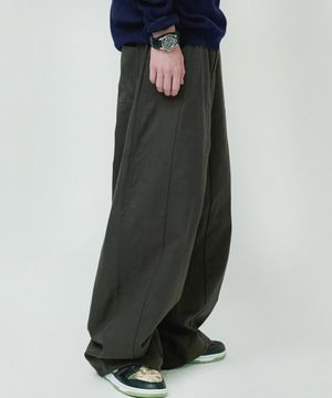 와이드 절개 벌룬팬츠 코튼 차콜