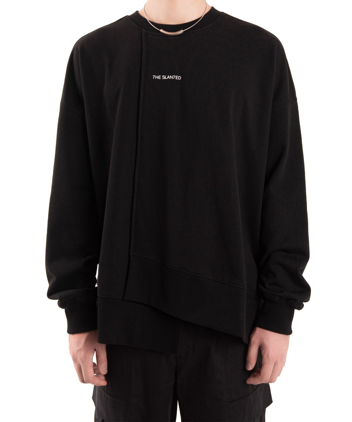 더 슬렌티드(THE SLANTED) OVER-LAP SWEAT SHIRTS [BLACK]