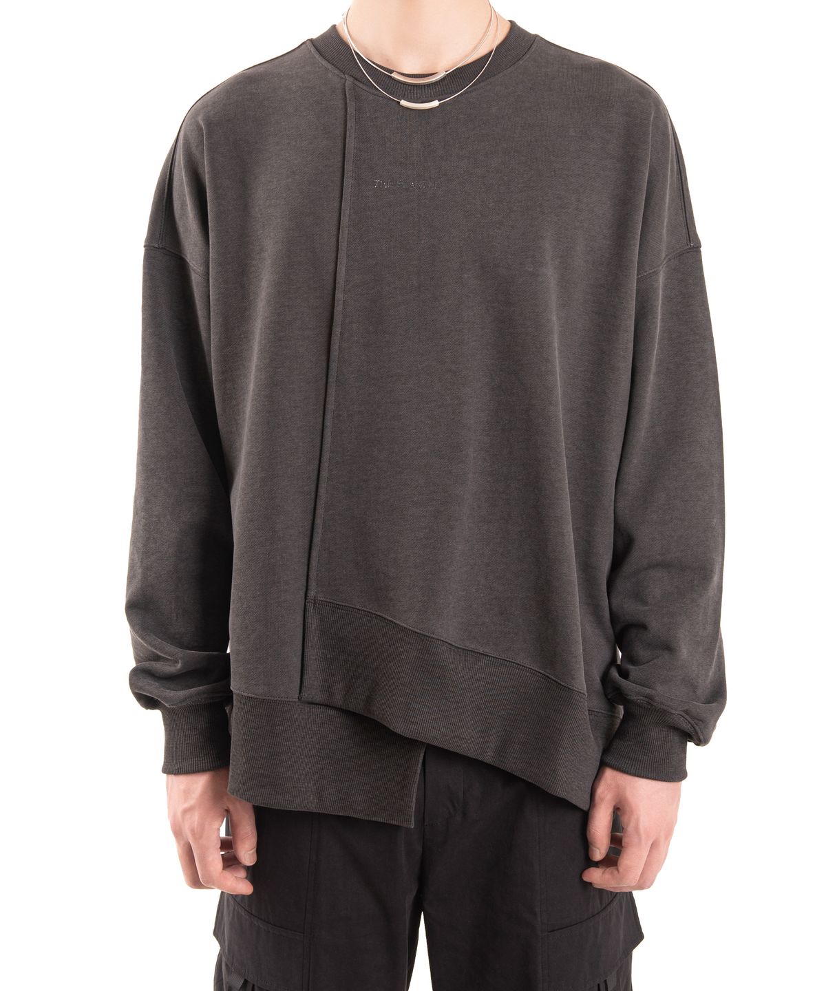 더 슬렌티드(THE SLANTED) OVER-LAP SWEAT SHIRTS [DARK GREY]