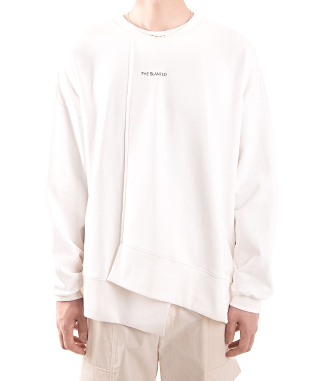 더 슬렌티드(THE SLANTED) OVER-LAP SWEAT SHIRTS [WHITE]