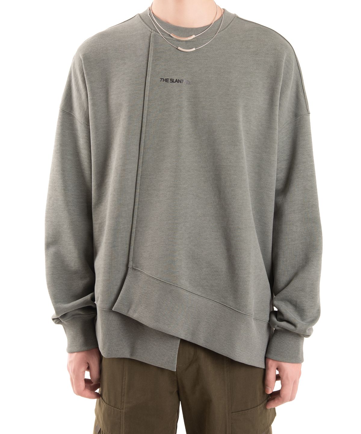더 슬렌티드(THE SLANTED) OVER-LAP SWEAT SHIRTS [KHAKI]