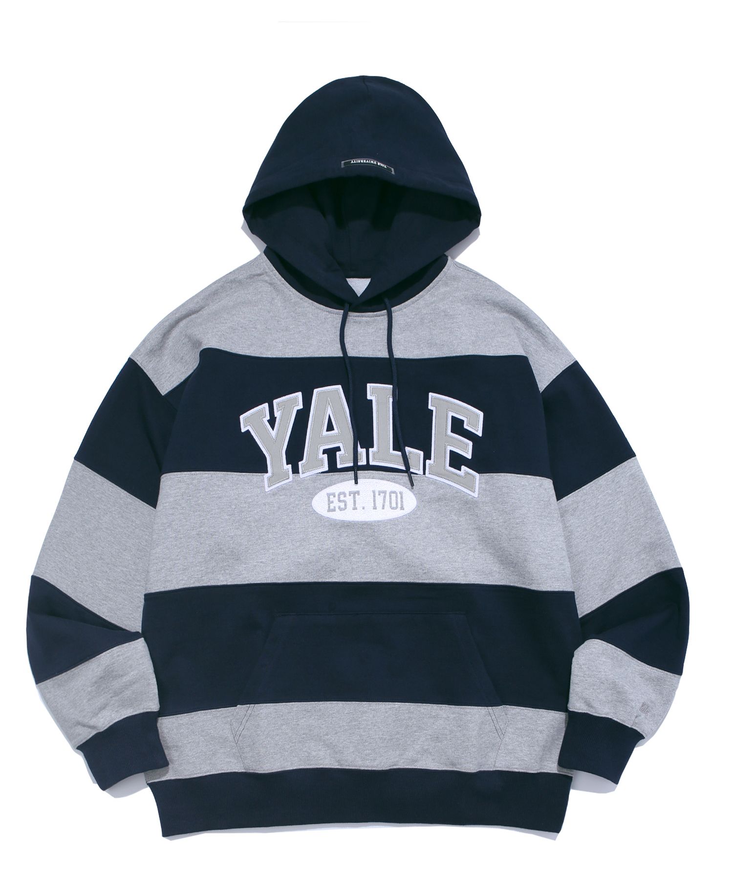 MUSINSA | YALE 2 TONE ARCH HOODIE STRIPE NAVY/GRAY