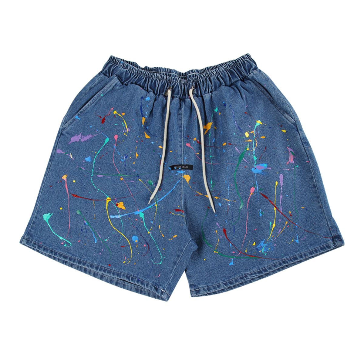 스트라이크(STRIKE) Waist Banding Denim Graffiti Art Half Pants