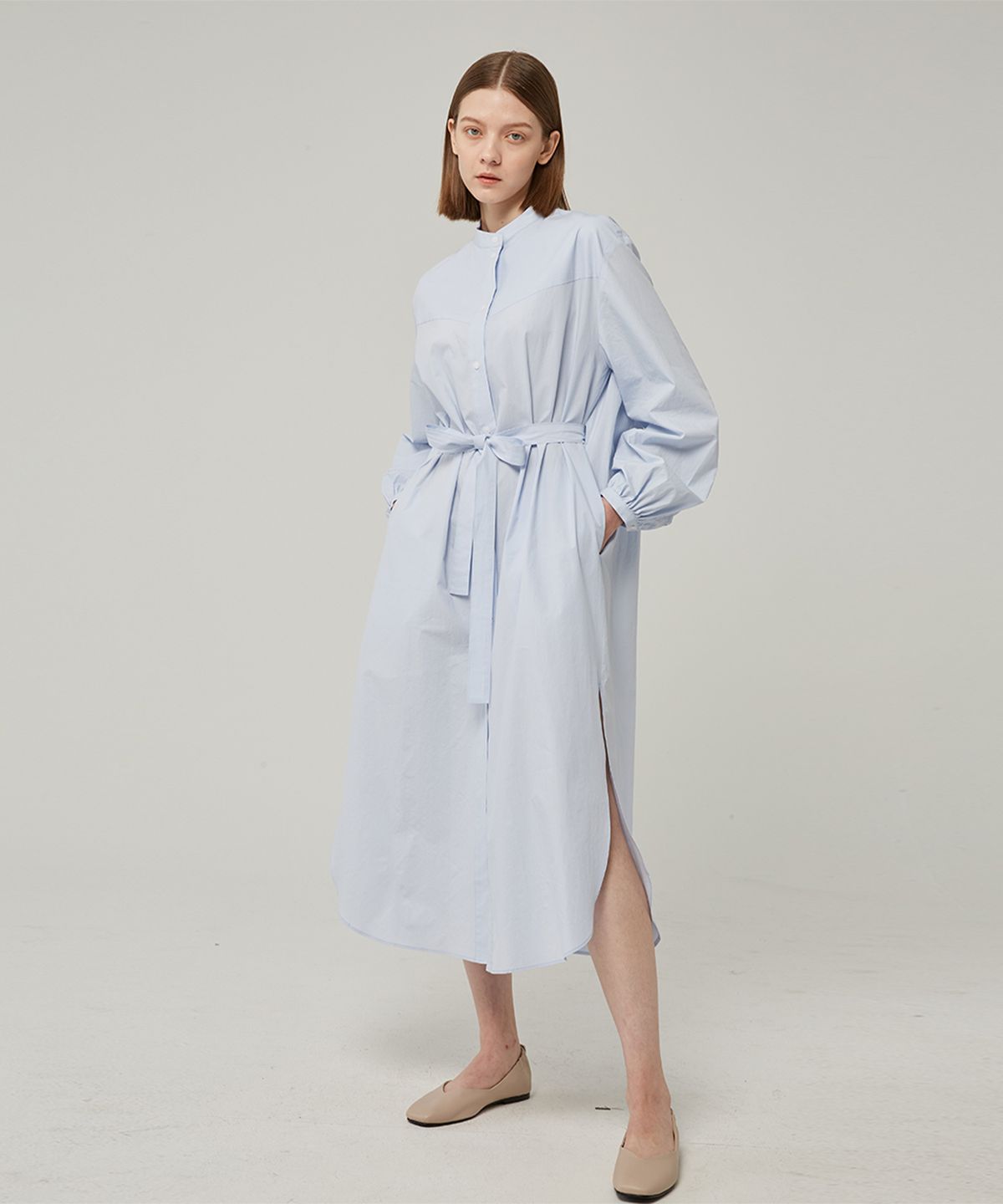 디센디스(DISENDIS) Shirring belt onepiece (SKY BLUE)