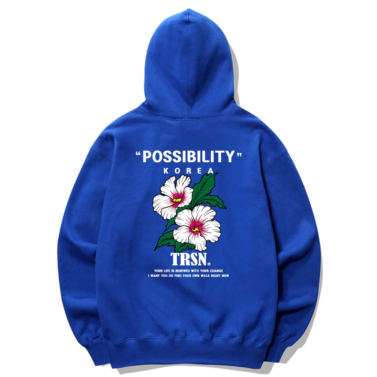 트립션(TRIPSHION) KOREAN FLOWER LOGO 후드티 - 블루