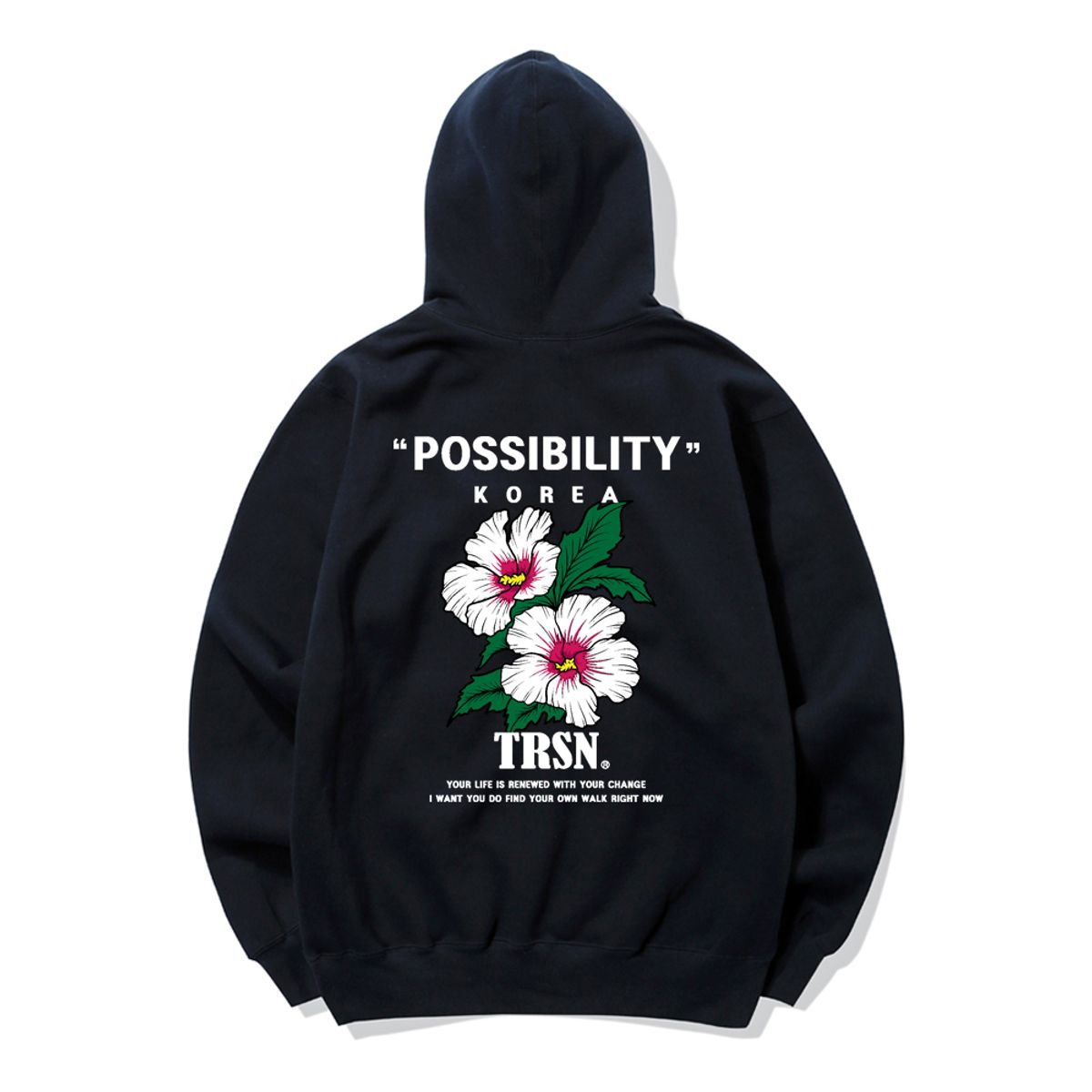 트립션(TRIPSHION) KOREAN FLOWER LOGO 후드티 - 네이비